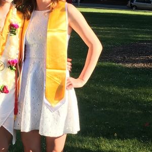 White halter floral lace dress